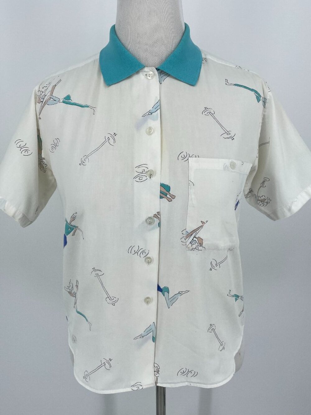 Erika 80s Fitness Novelty Button Down Shirt M